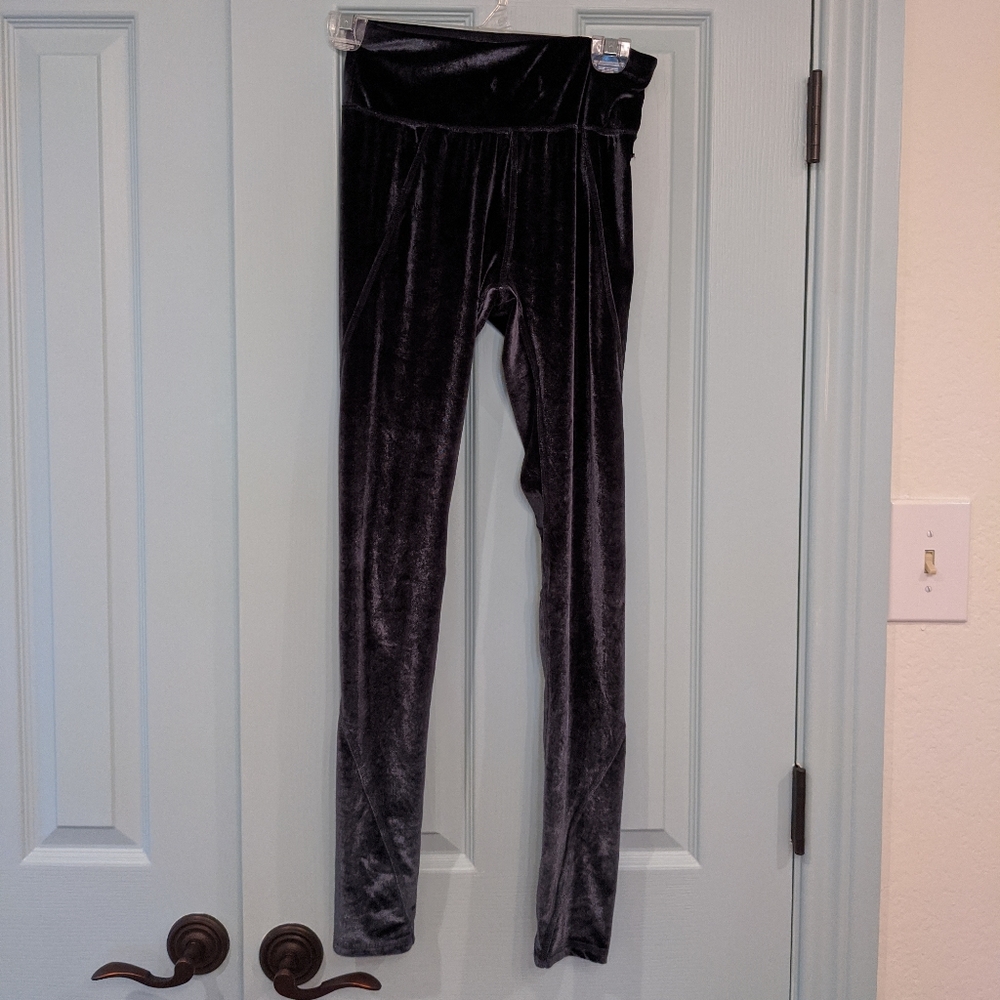 Velour Yoga Pants Charcoal